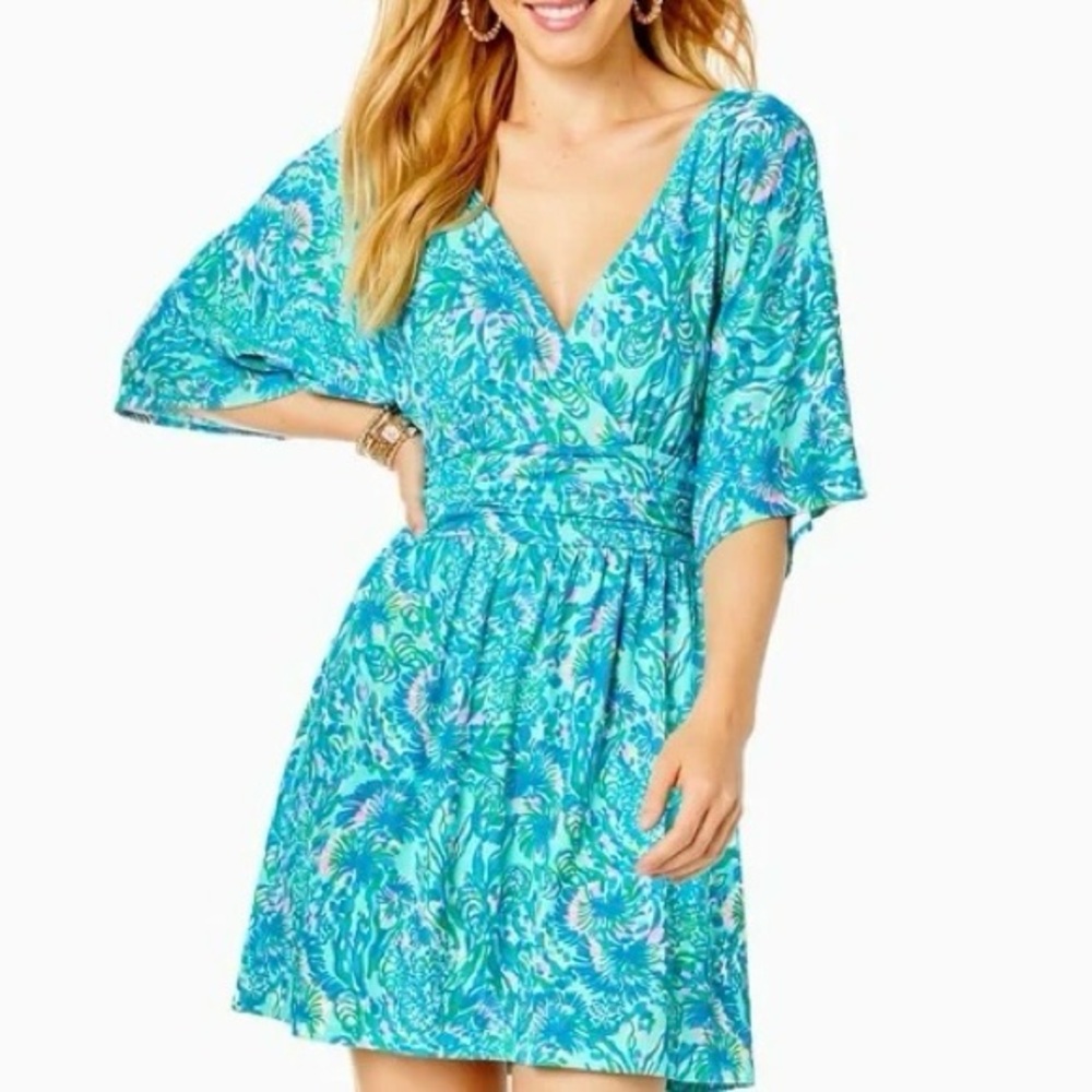 Lily Pulitzer Parigi Knit Skort Romper XS in Surf Blue Coral of the Story